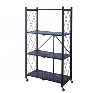 Heavy duty Folding metal storage shelf with wheels