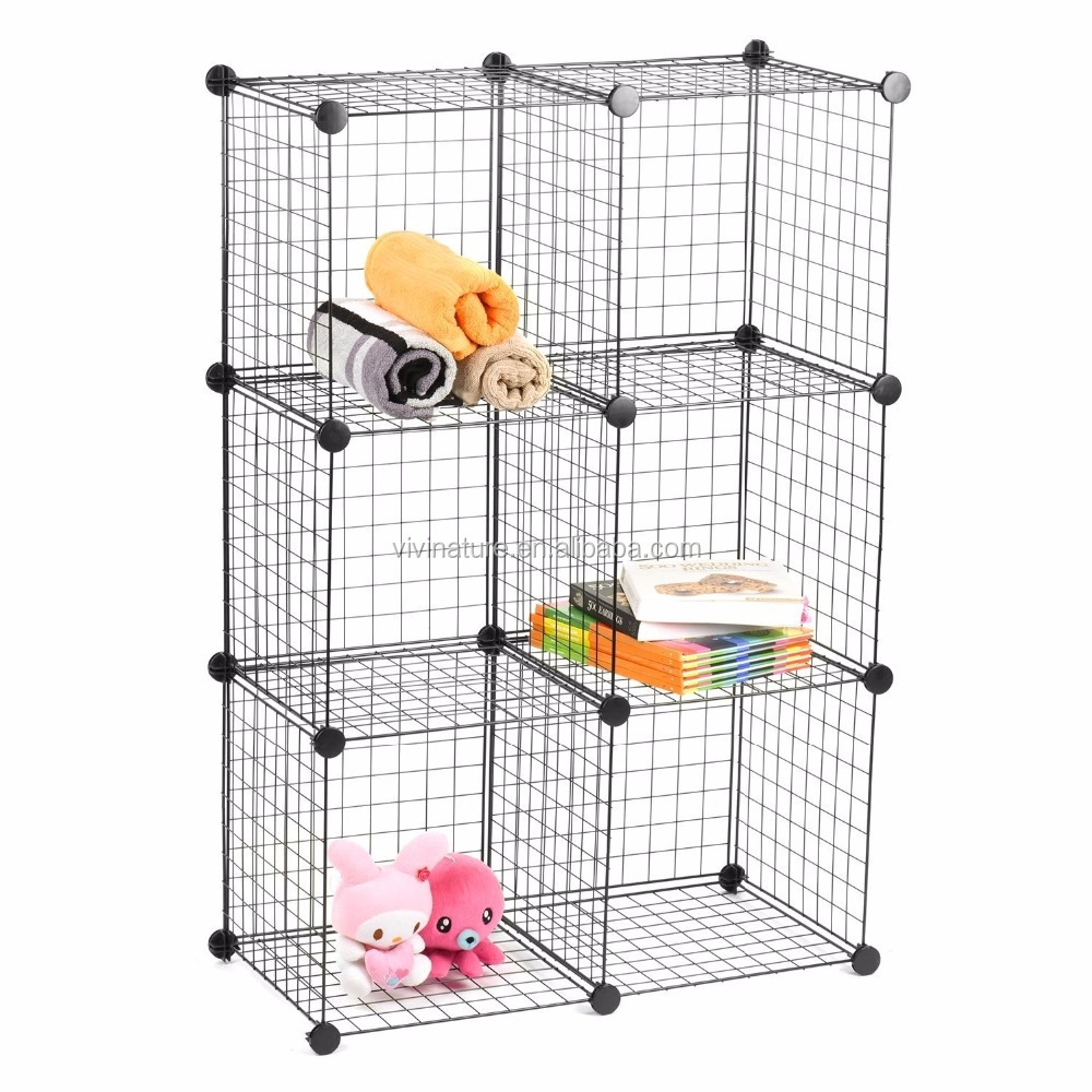 Metal Wire Grid cube closet Storage Shelf rack