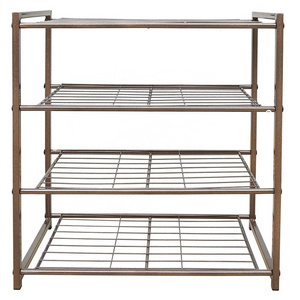 4 Tier Metal grid Shoe Organizer Free Standing Shoe Rack 25 Inch Shoe Tower Shelf Storage