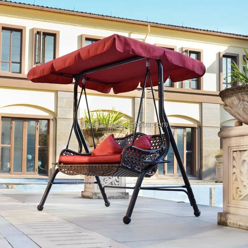 2 Person Outdoor rattan Patio Swing by Rattan fabrication Canopy Swing