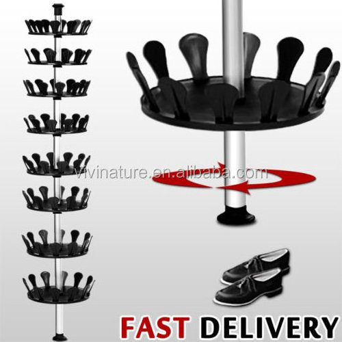 Floor To Ceiling 8 Tier Revolving Metal Shoe Rack Tree  Holds Up To 48 Pairs Of Shoes