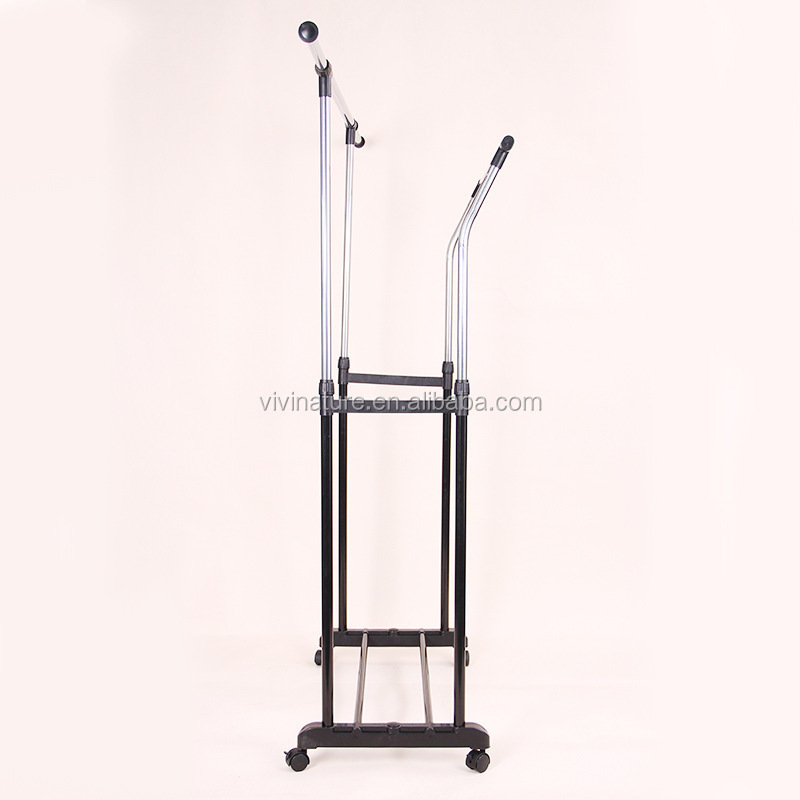 Telescopic Cloth drying rack with cloth rack with double pole