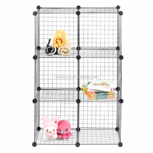 Metal Wire Grid cube closet Storage Shelf rack