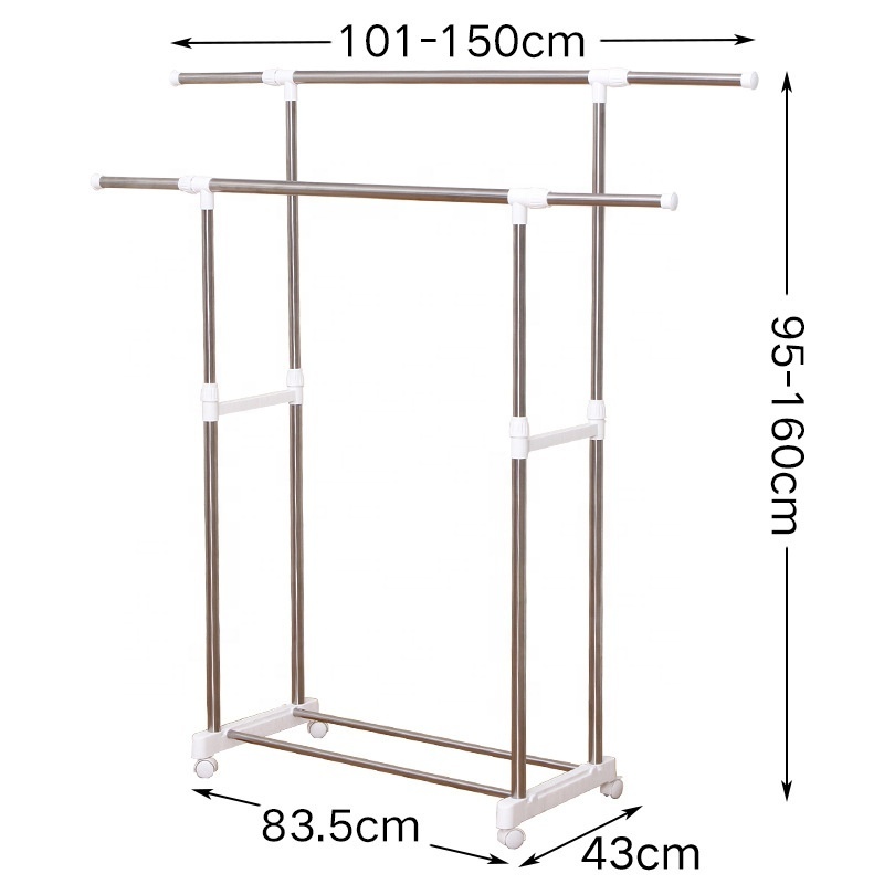 Double rod garment cloth telescopic cloth hanging Rack