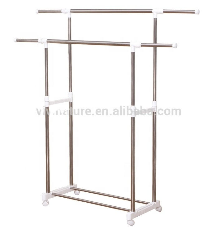 Double rod garment cloth telescopic cloth hanging Rack