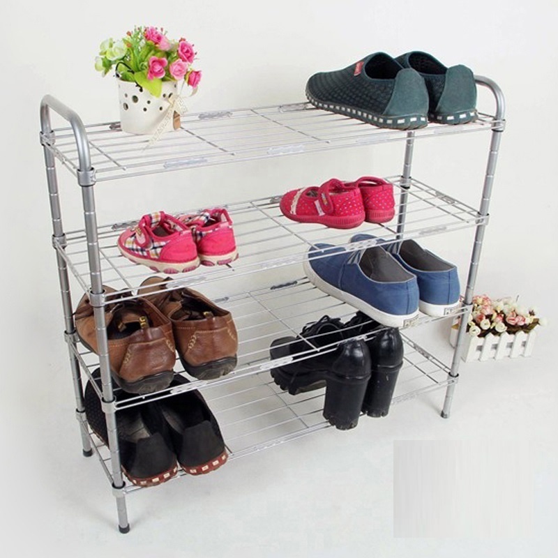 metal bar wire shoes storage and shoes rack in living room