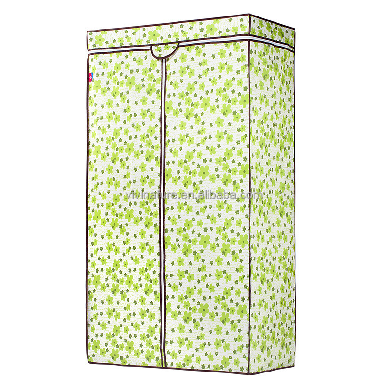 Portable Clothes Non-Woven Fabric shelf  Wardrobe With Hanging Rod ,