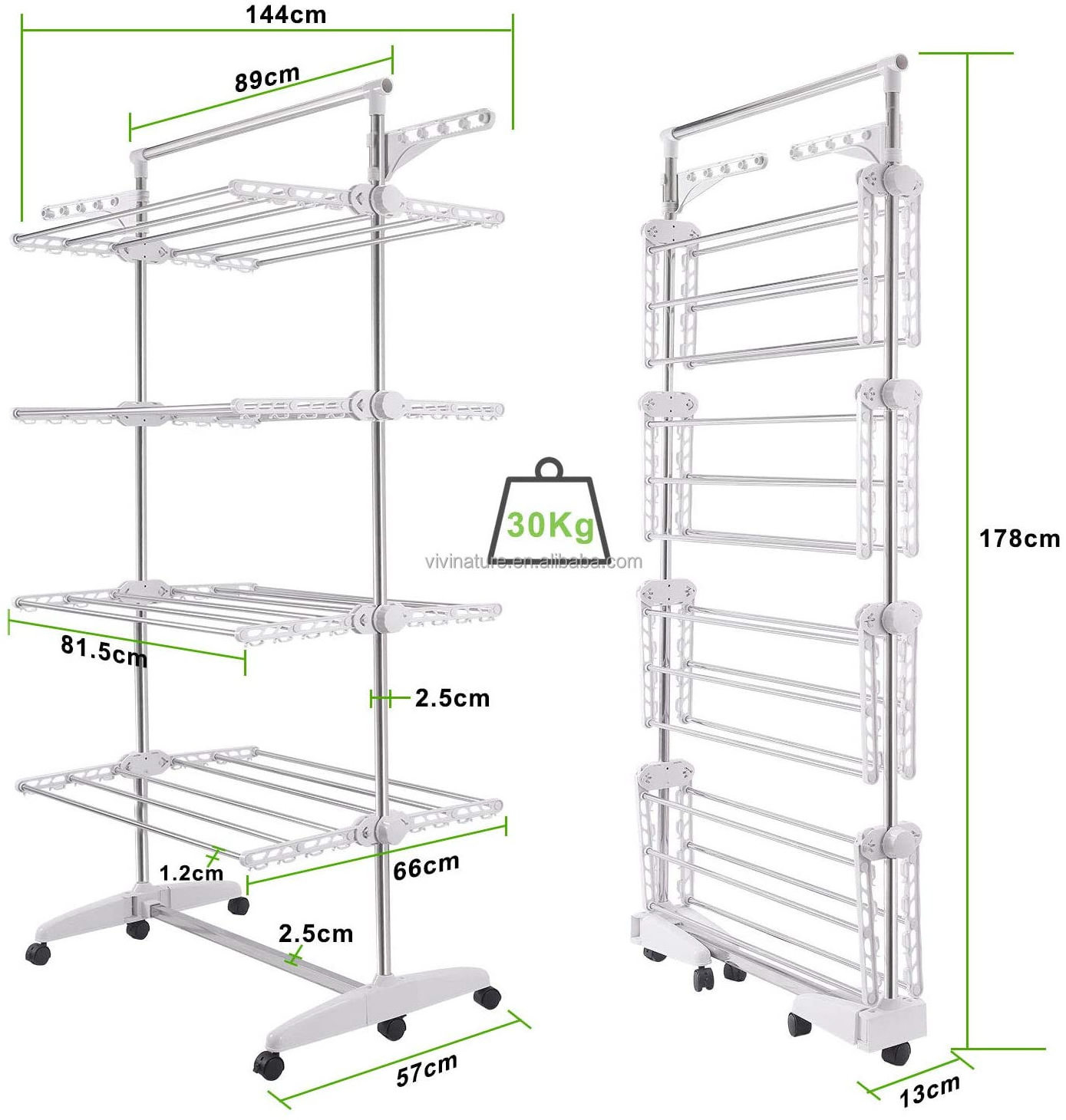 Folding portable  laundry tower and Clothes Dryer Wing Rack on 4 Levels