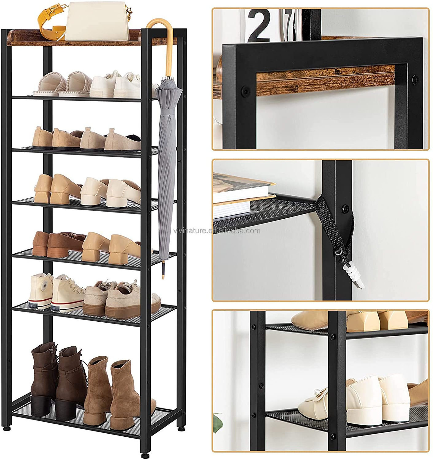 3-5Tier Shoe Storage Rack Unit Flat and Slant Adjustable Shoe Organizer Shelf for 16 Pairs