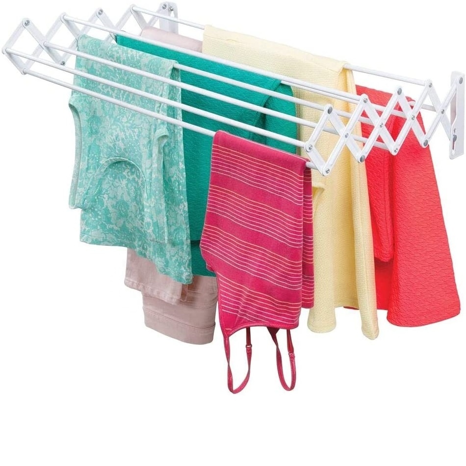 Extensible wall mounted clothes drying rack