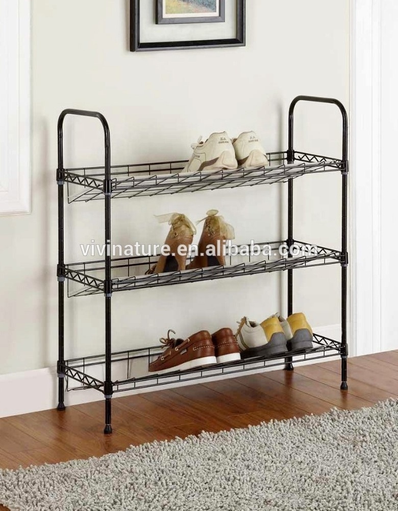 Living room 3 tiers metal  shoes storage and shoe rack