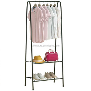 High Quality Garment Coat Rack with 2 tier Shoe Clothes Storage Shelves