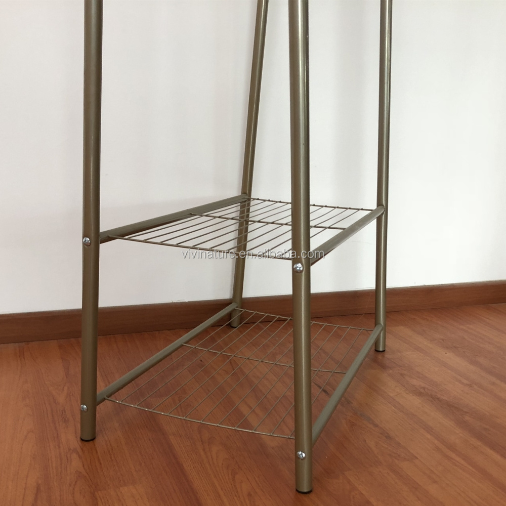 High Quality Garment Coat Rack with 2 tier Shoe Clothes Storage Shelves