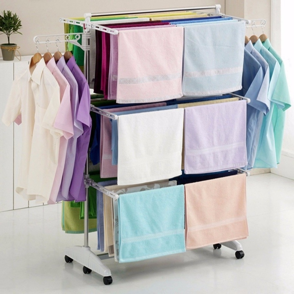 Hanging Clothes Drying Hanger Laundry Rack with storage shelf