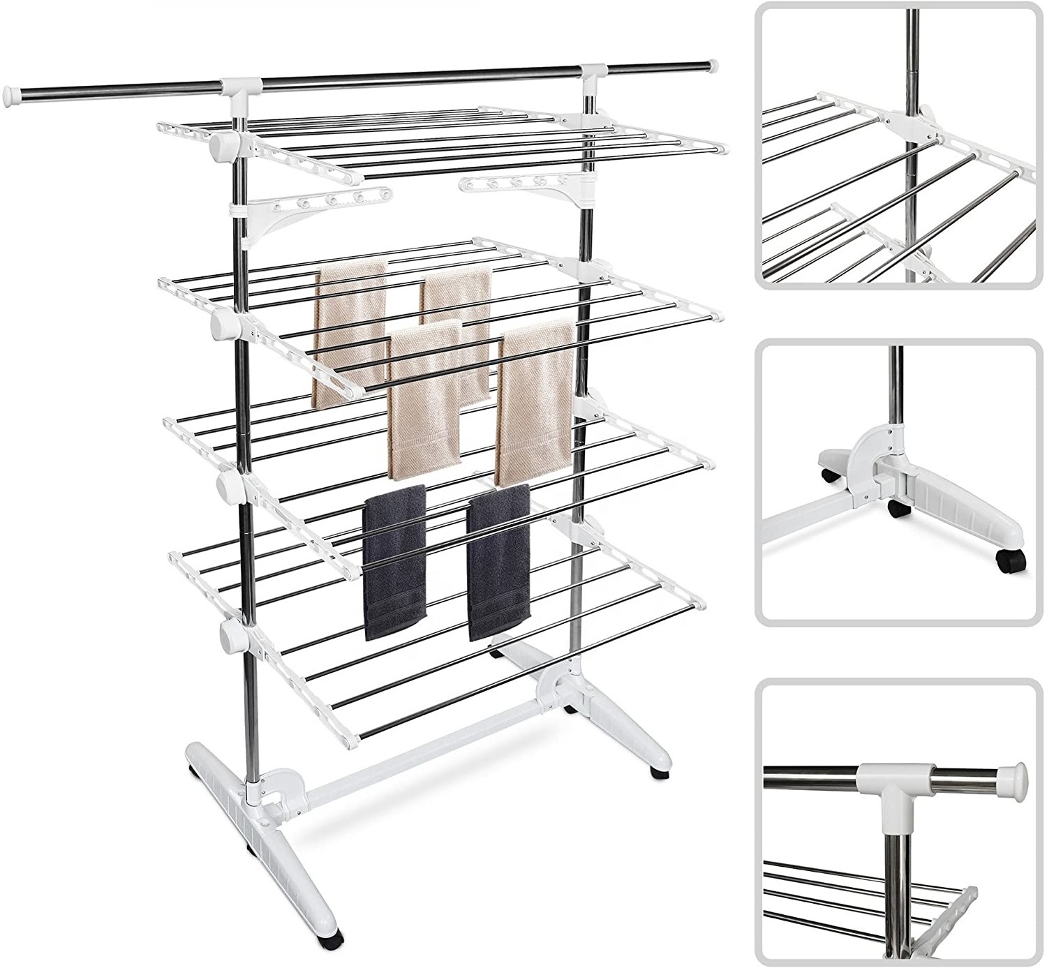 Hanging Clothes Drying Hanger Laundry Rack with storage shelf