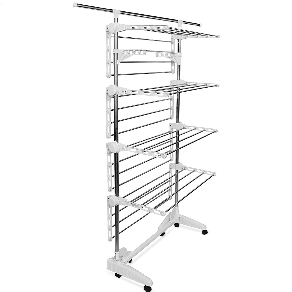 Hanging Clothes Drying Hanger Laundry Rack with storage shelf