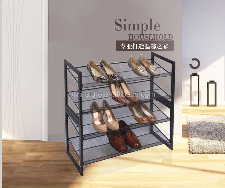 3 tiers Stackable metal mesh shoes Rack and shoes storage