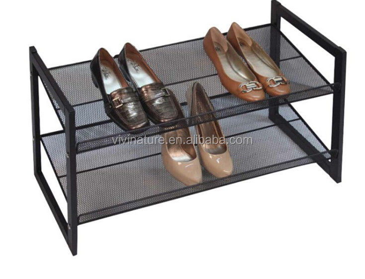 3 tiers Stackable metal mesh shoes Rack and shoes storage