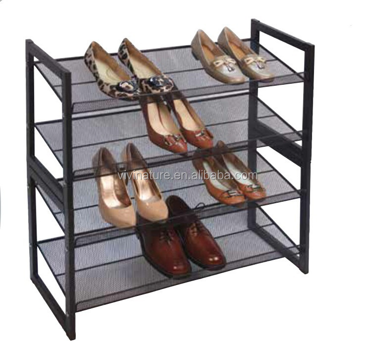 3 tiers Stackable metal mesh shoes Rack and shoes storage