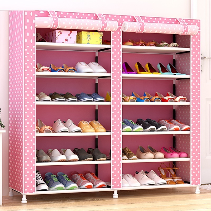 Portable Covered Shoe Shelf 7Tier Shoe Rack For 36 Pair Shoe Storage Cabinet Organizer