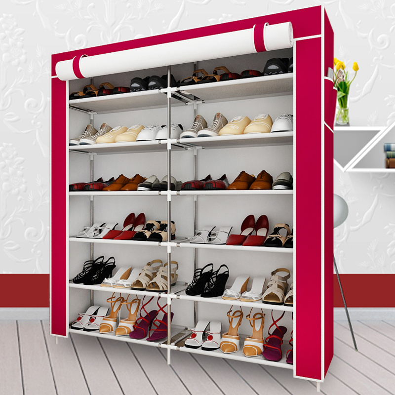 Portable Covered Shoe Shelf 7Tier Shoe Rack For 36 Pair Shoe Storage Cabinet Organizer