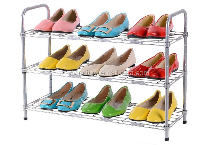 4 tiers metal wire 16Pair Shoe Rack, White