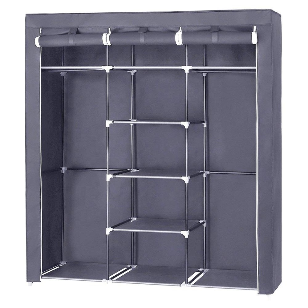 Folding fabric portable bedroom wardrobe with metal frame Non woven fabric large size wardrobe