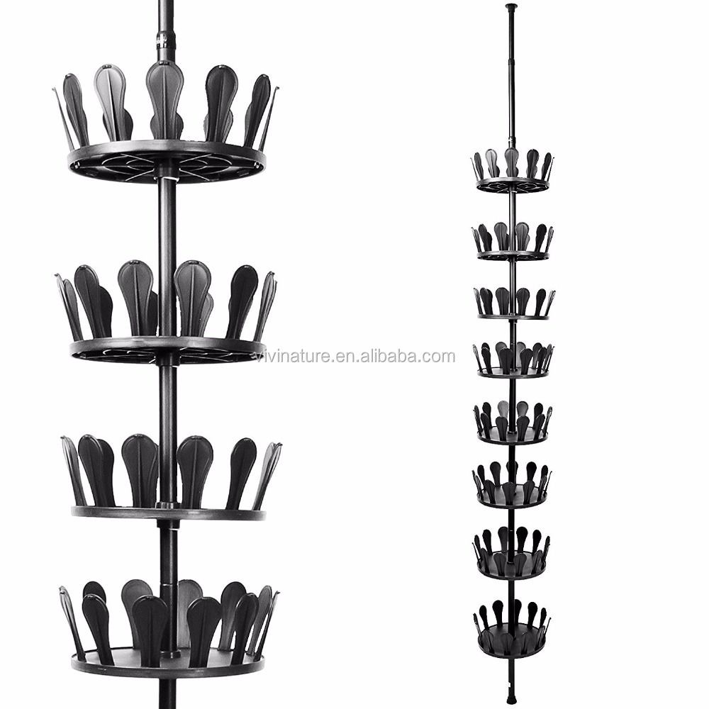 Revolving Shoe Rack with Rotating Storage Rack