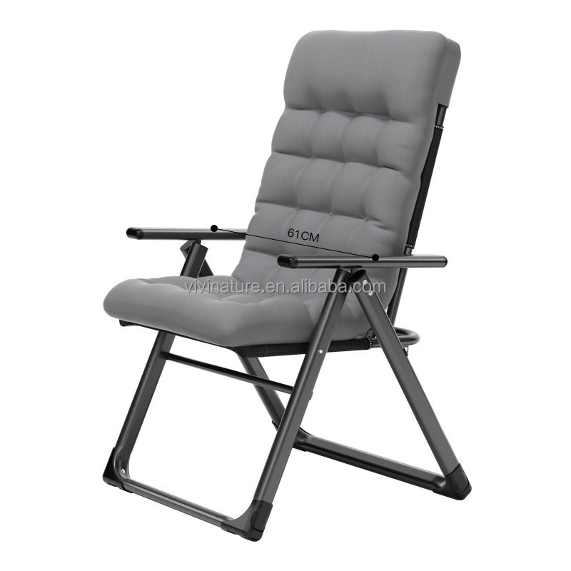 Outdoor folding adjustable backrest chair with cushion