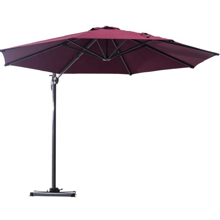 Cantilever Umbrella 10Feet Aluminum Outdoor Patio Hanging Umbrella with Cross Base