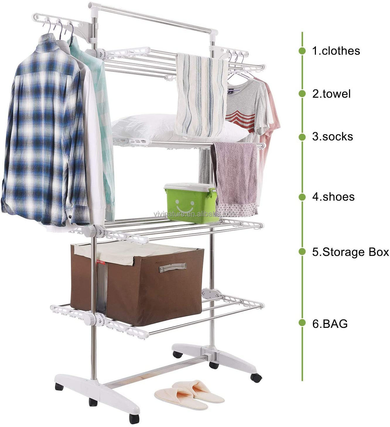 Folding portable  laundry tower and Clothes Dryer Wing Rack on 4 Levels