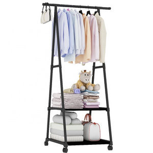 Metal Coat Stand  Clothes Rail Wardrobe Rail Rack  With 2  shoes Shelves Rack And Hanging Rail