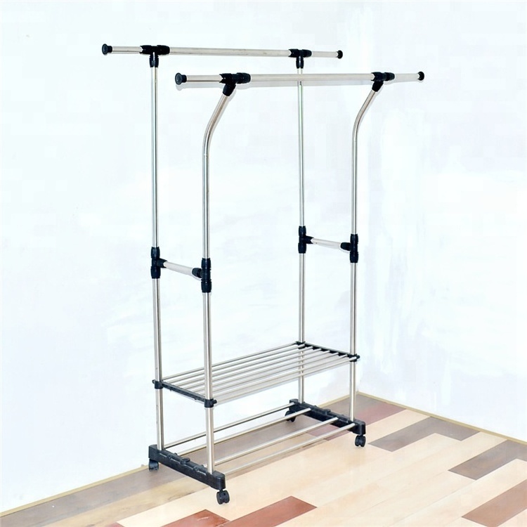 Heavy Duty Adjustable Garment Clothes Rack Collapsible Clothing Rail