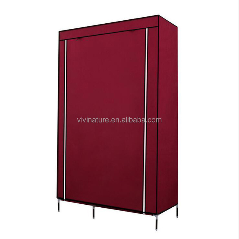 Portable Clothes Non-Woven Fabric shelf  Wardrobe With Hanging Rod ,