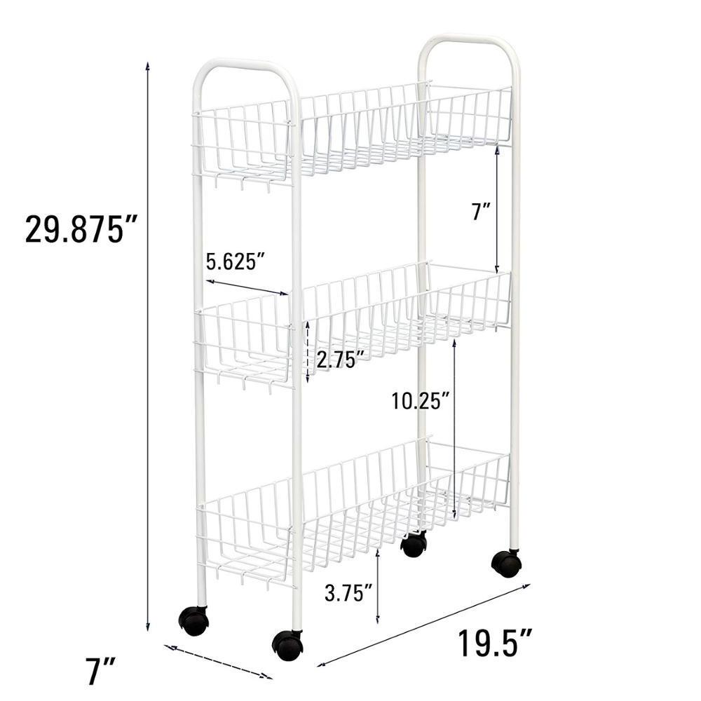 4 Tier Fruit Vegetable wire basket Storage Cart Deep Trolley for Kitchen Food Stand