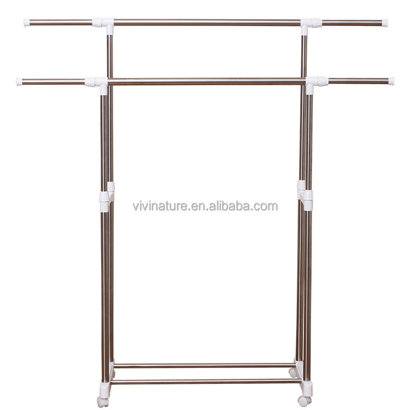 Double rod garment cloth telescopic cloth hanging Rack