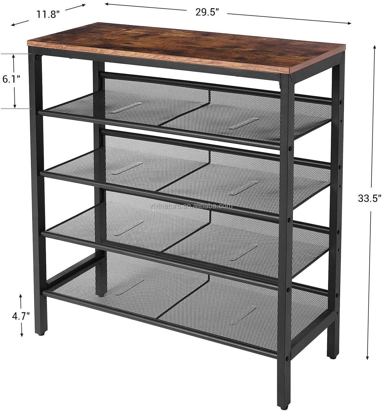 3-5Tier Shoe Storage Rack Unit Flat and Slant Adjustable Shoe Organizer Shelf for 16 Pairs