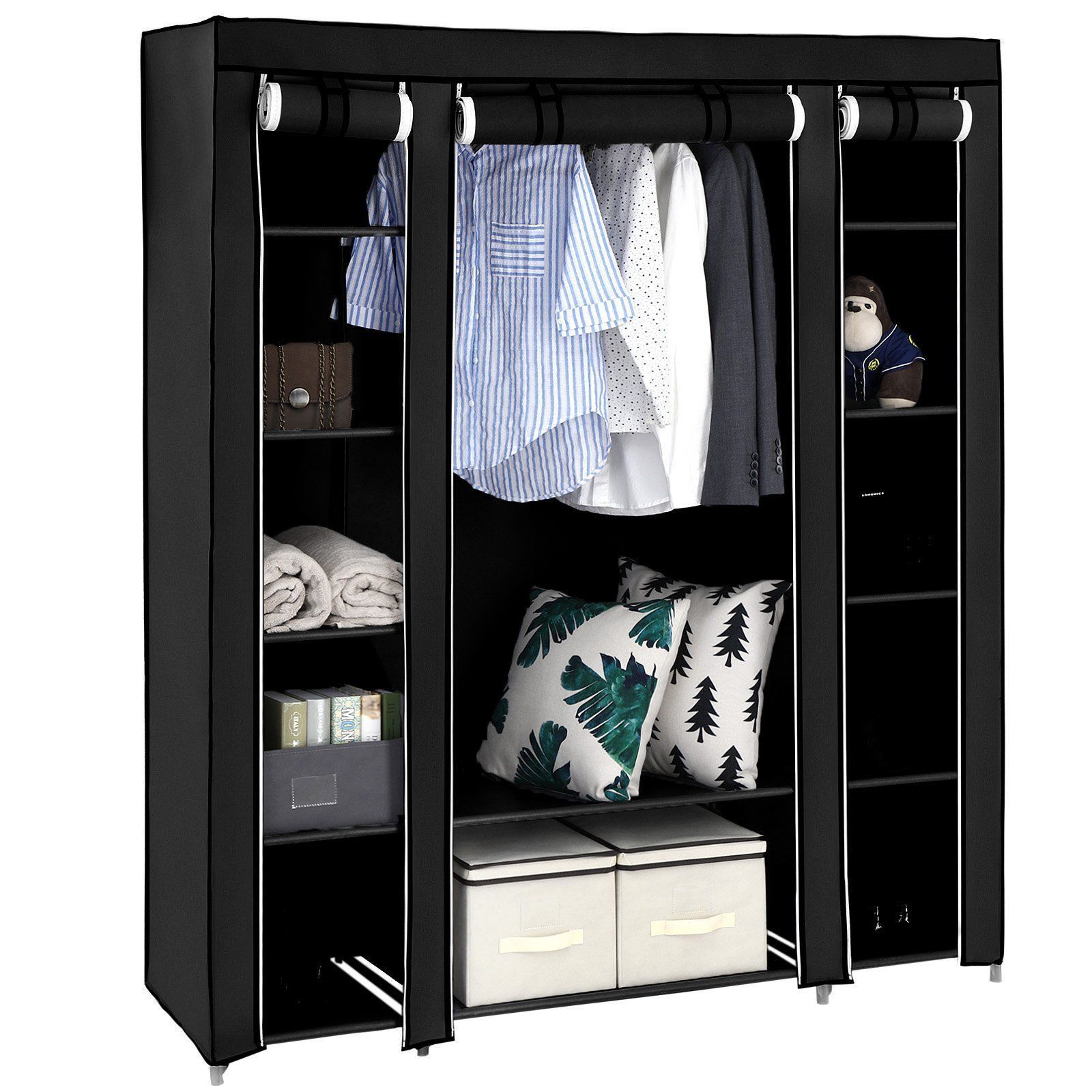 Portable Durable Fabric Closet Cloth Storage Organize Wardrobe