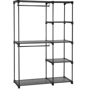 Double Rod Cloth Gray color storage closet wardrobe  organizer  rack