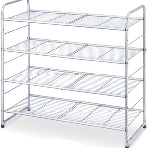 4Tier Wire Grid Stackable Shoe Rack With Adjustable Shoe Shelf Storage Organizer