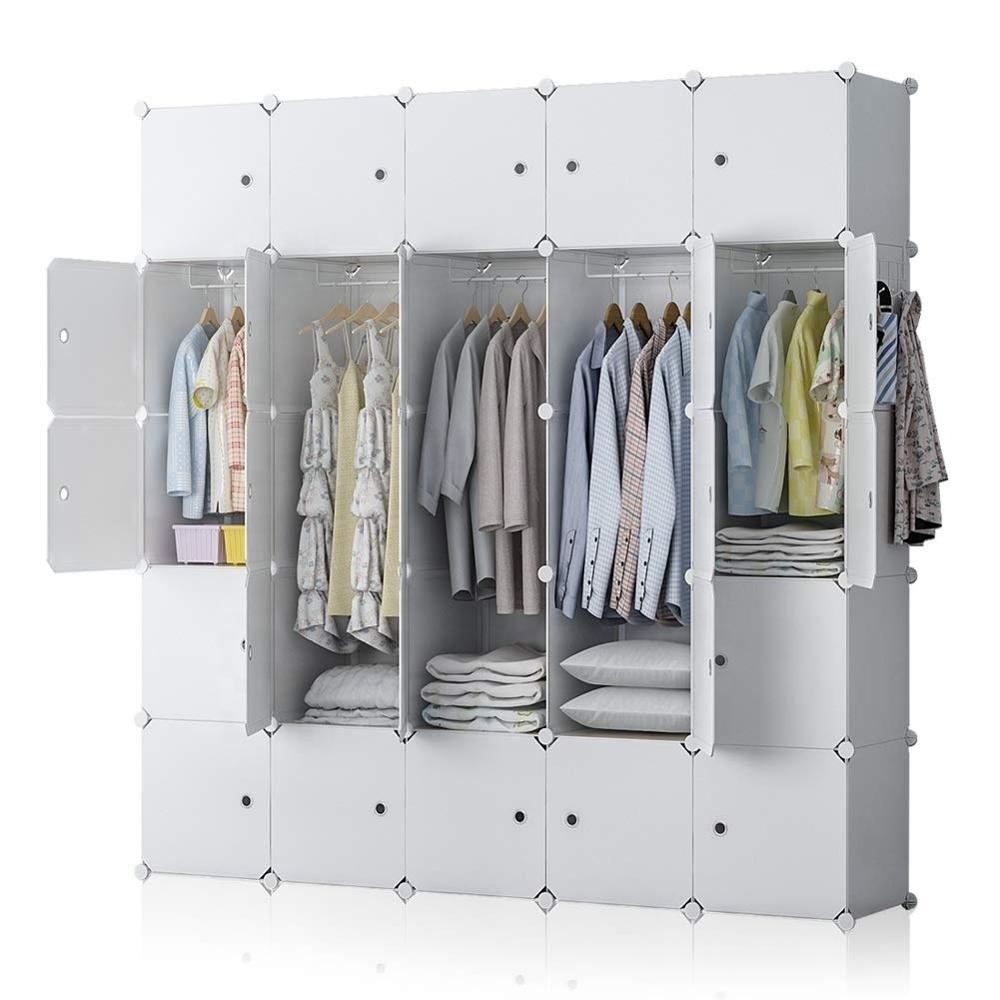 Modular Wardrobe Plastic Portable Closet Organization  Cube Storage Organizer Bedroom 25 Cubes