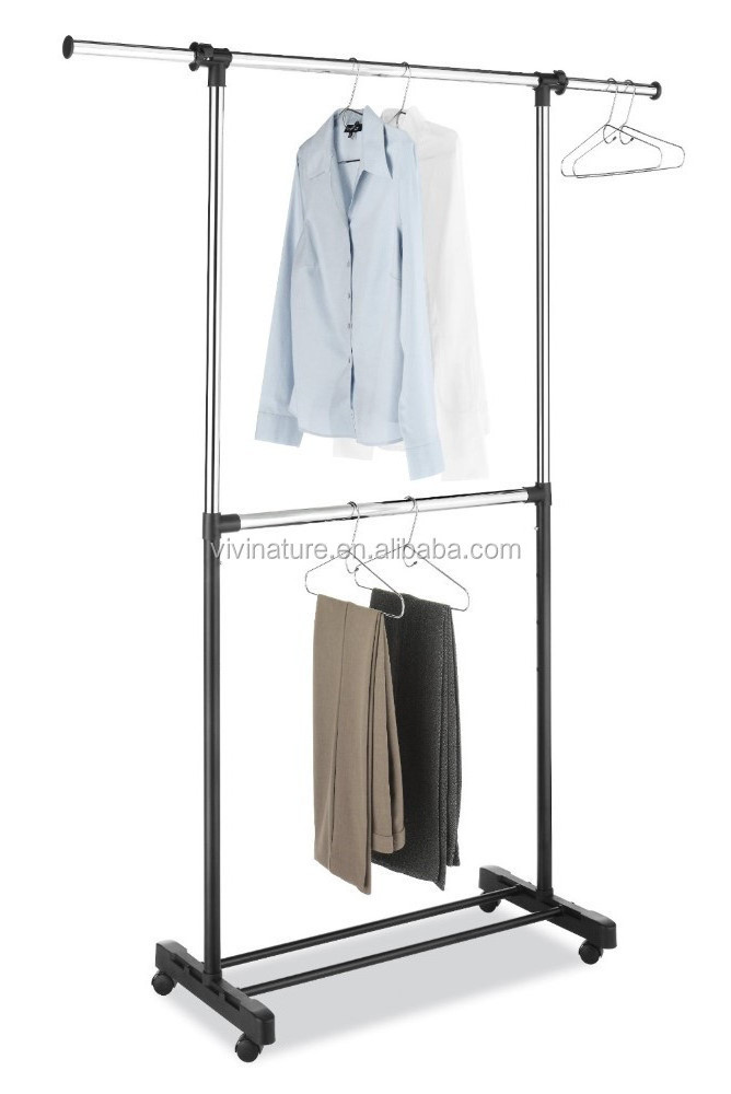 Telescopic Cloth drying rack with cloth rack with double pole