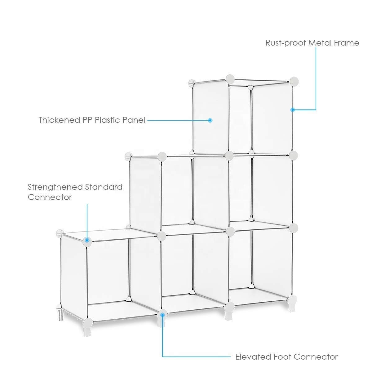 Plastic Cube Storage 6-Cube Closet Organizer Storage Shelves Cubes Organizer DIY Plastic Closet Cabinet Modular Book Shelf Organ