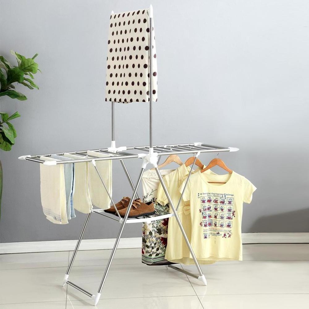 Heavy Duty Folding Clothes Drying Rack Top hanging Bar