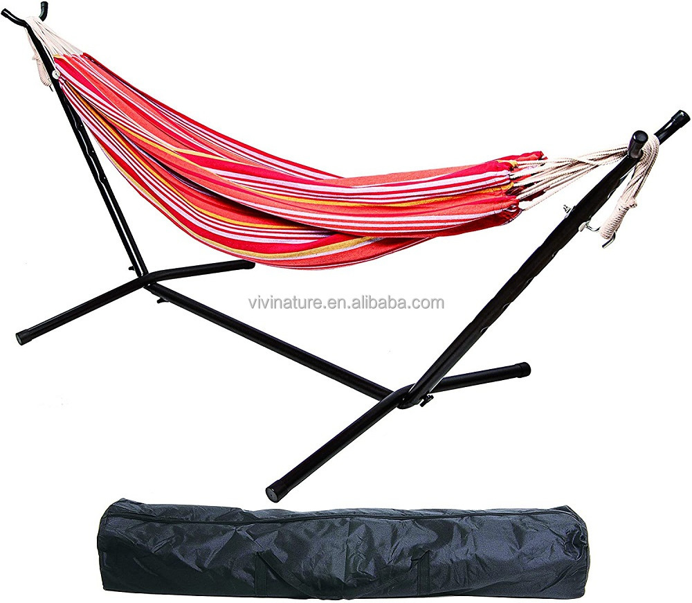 450 Pound Heavy Capacity Double Hammock with Space Saving Steel Stand With Portable Carrying Case