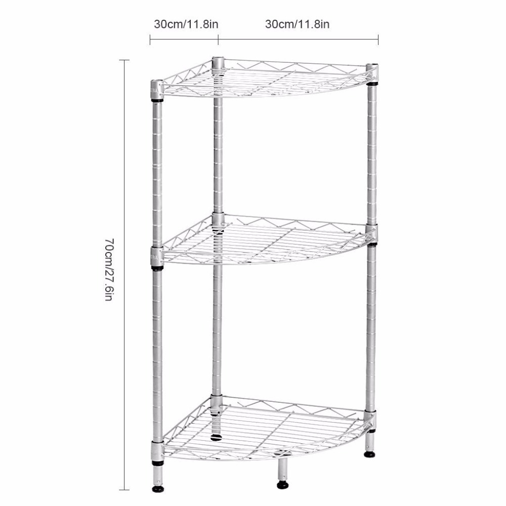 Triangle Standing Corner Shelf Metal Corner Storage Rack for Home, Office, Living Room