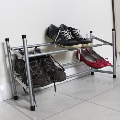 Extendable width metal shoes rack storage rack of shoe closets