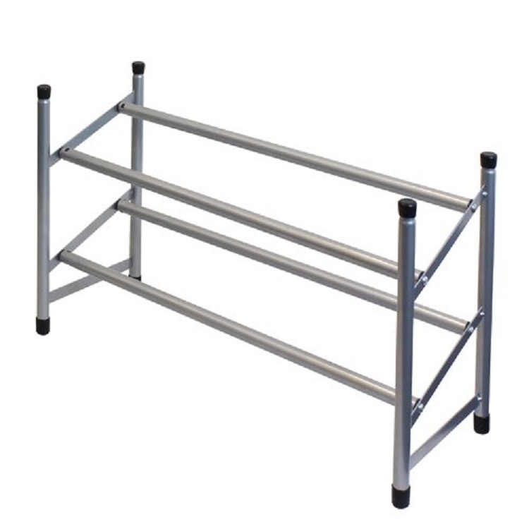 Two tiers metal tube extensible shoes storage rack metal Shoe Rack