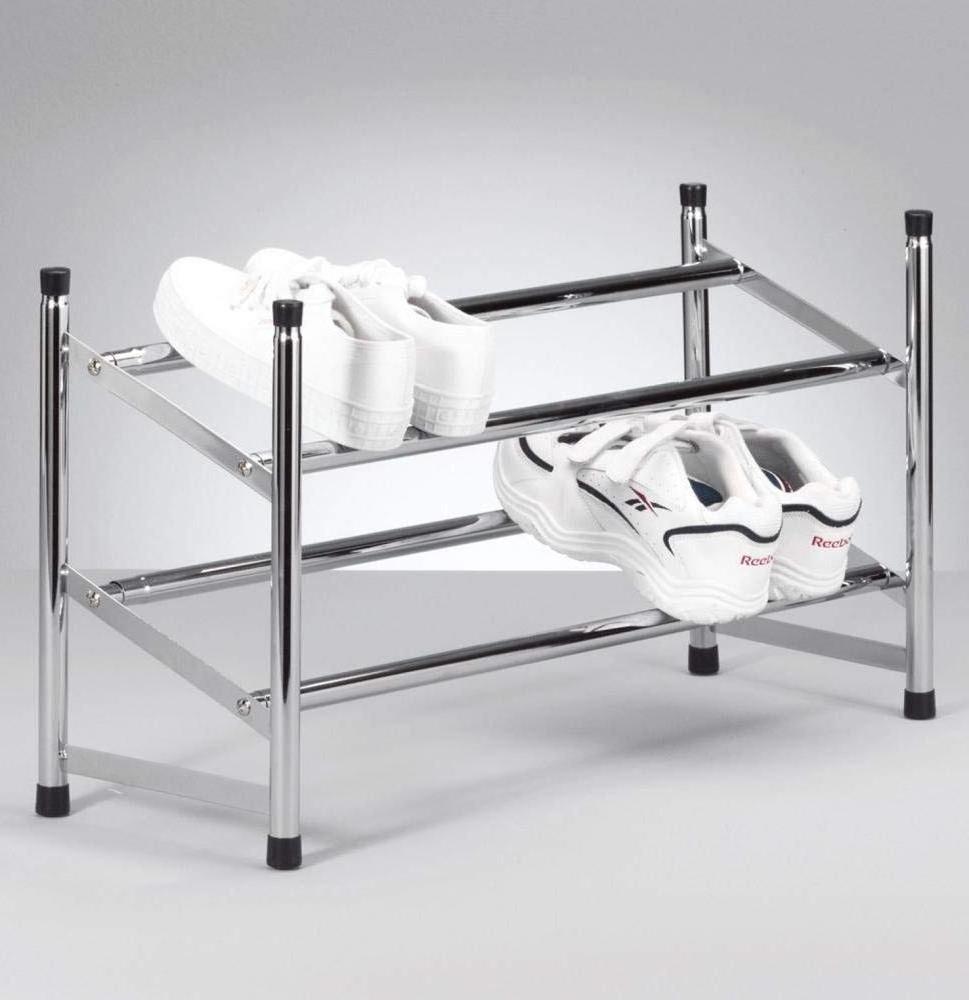 Two tiers metal tube extensible shoes storage rack metal Shoe Rack