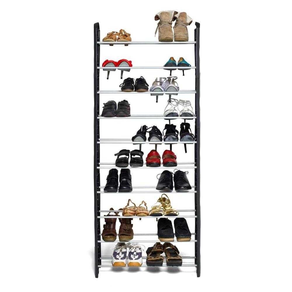 10 tiers Vertical stackable plastic shoe rack and shoes organizator